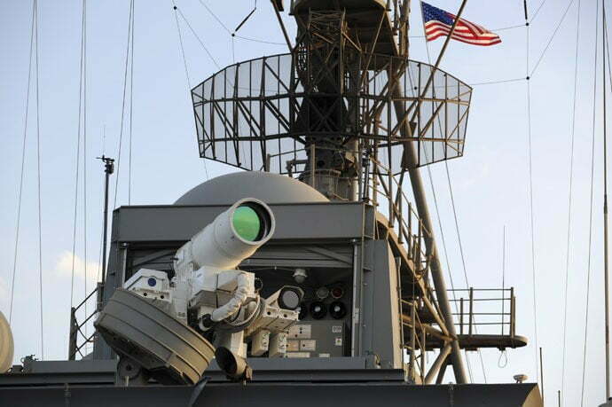 U.S. Navy handout photo of the laser weapon system tested aboard the USS Ponce in the Gulf