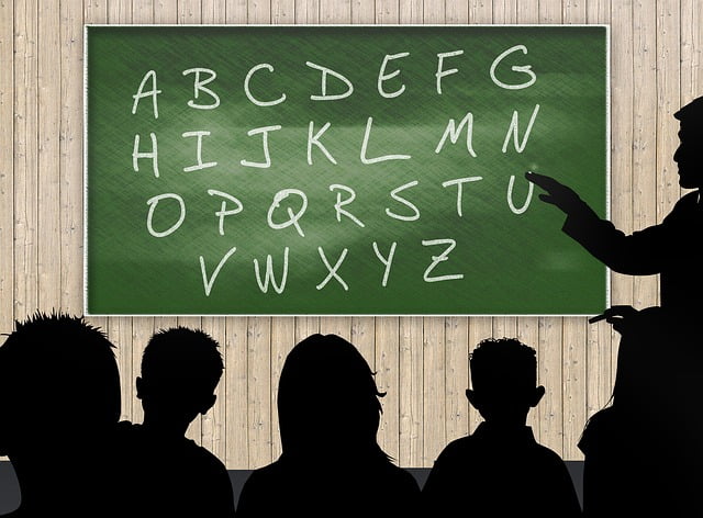 alphabets on blackboard