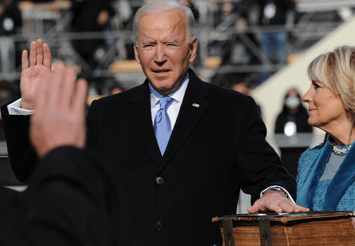 President Joe Biden at the swearing in ceremony on Jan 20, 2021